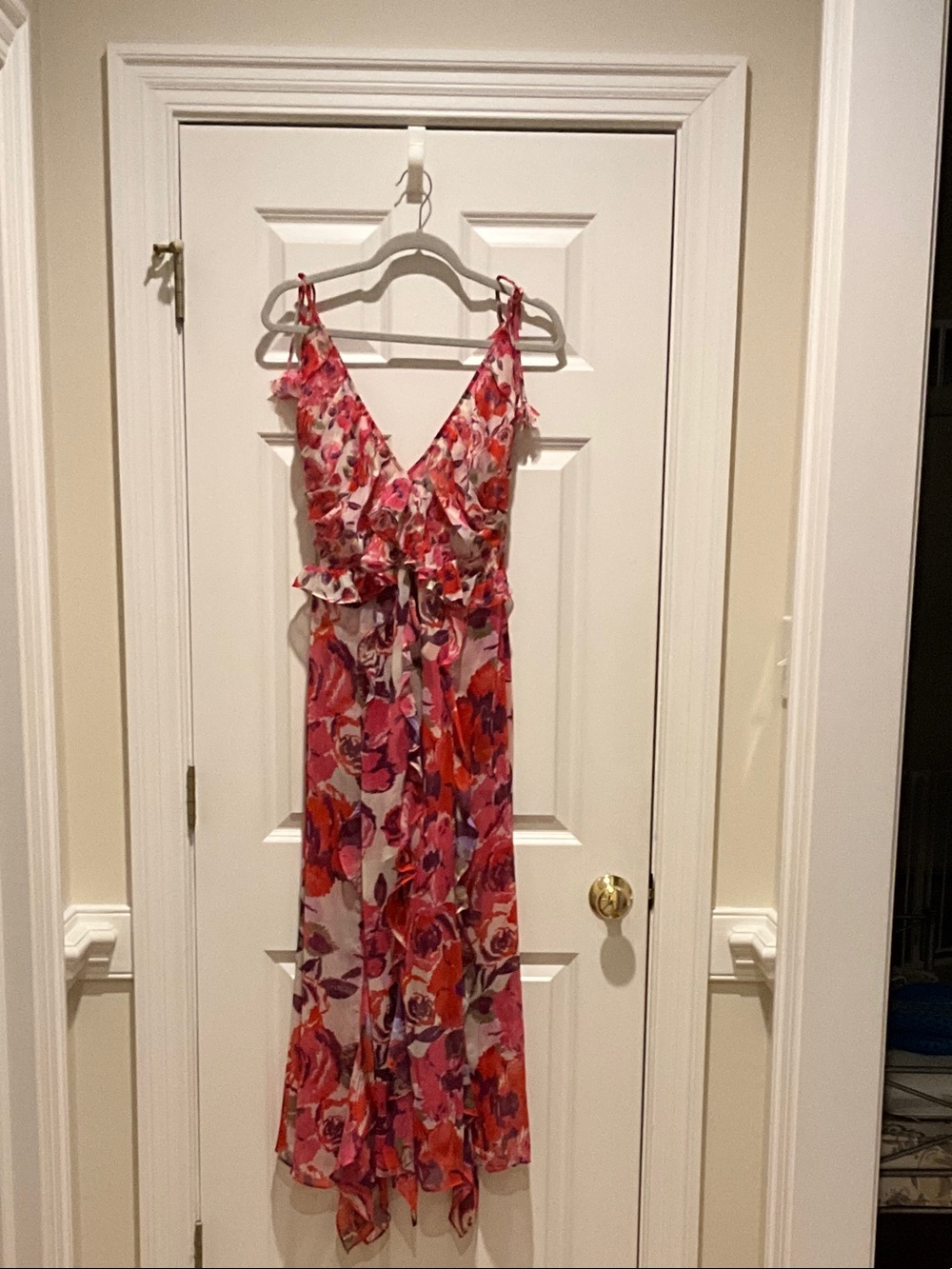 Misa Los Angeles Pink & Red Floral Maxi Dress